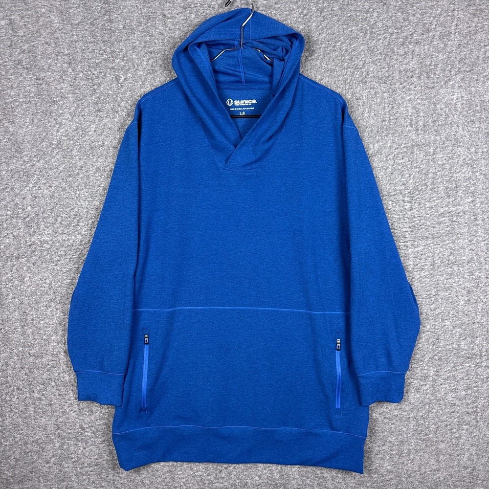 Sunice Adam‎ Aerosoft Hoodie Mens Large Blue Performance Stretch Golf Pullover